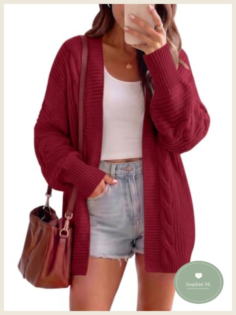 Chunky Cable Knit Batwing Sleeve Open Front Cardigan Sweater for Women